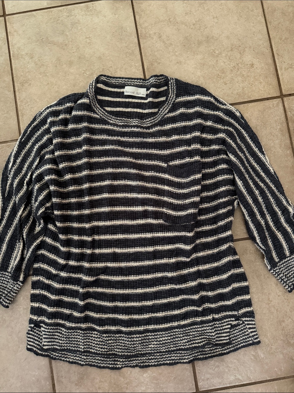 beachlunchlounge Navy and Cream Striped Crewneck Sweater